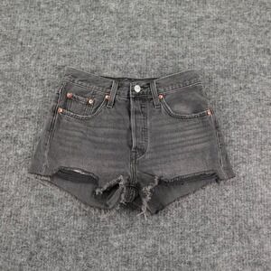 Levis Premium 501‎ Womens Black Denim Shorts 25 Cut off Casual 2" Inseam